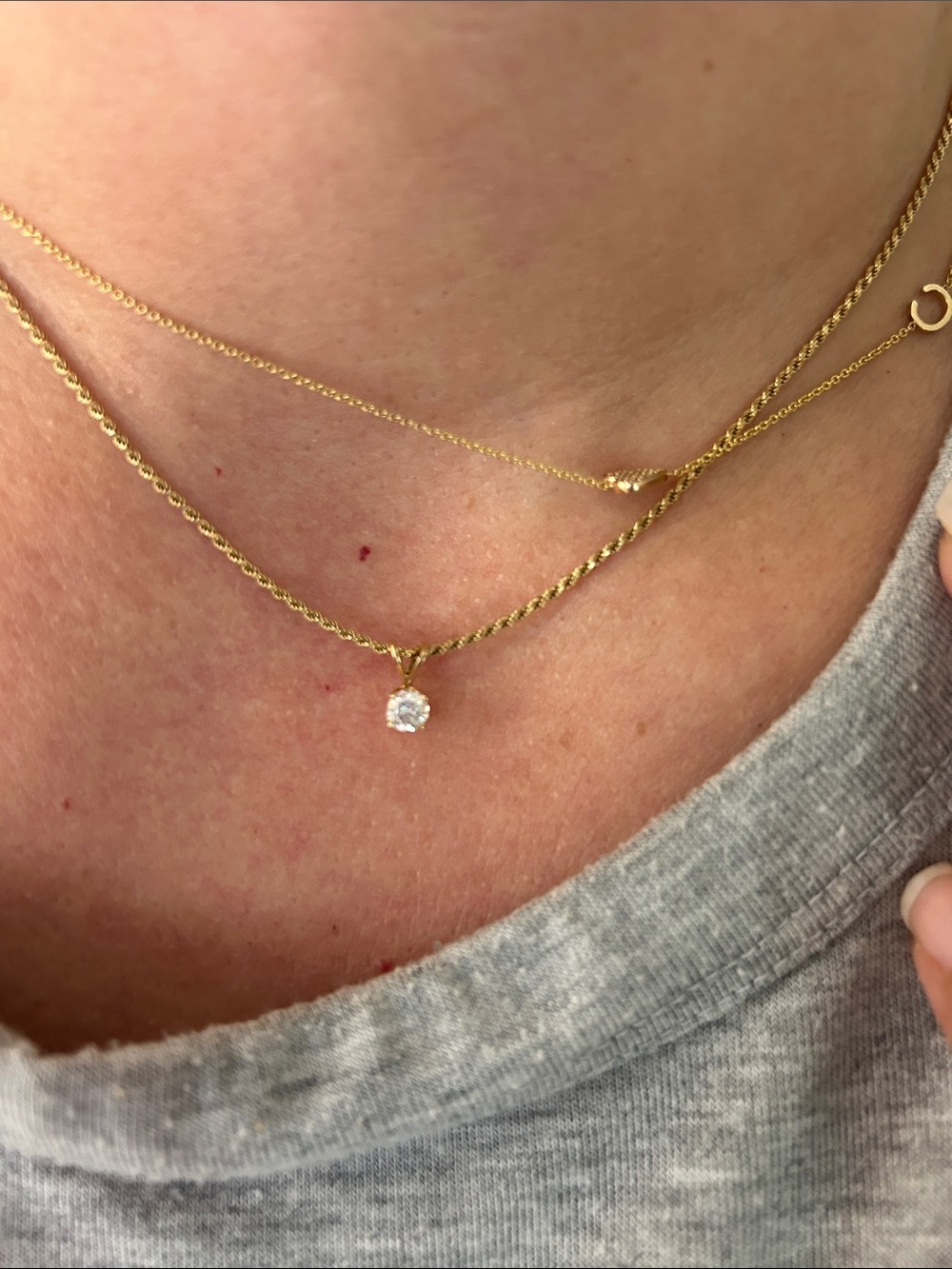 Diamond and 14k prong set pendant vintage NO CHAIN